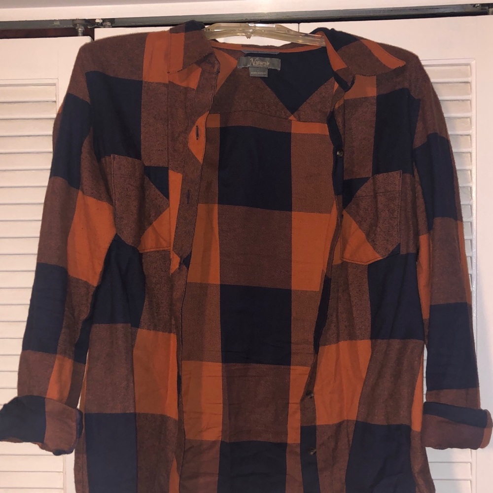 Orange/navy flannel